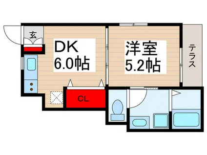 ニューテイル南小岩(1DK/1階)の間取り写真