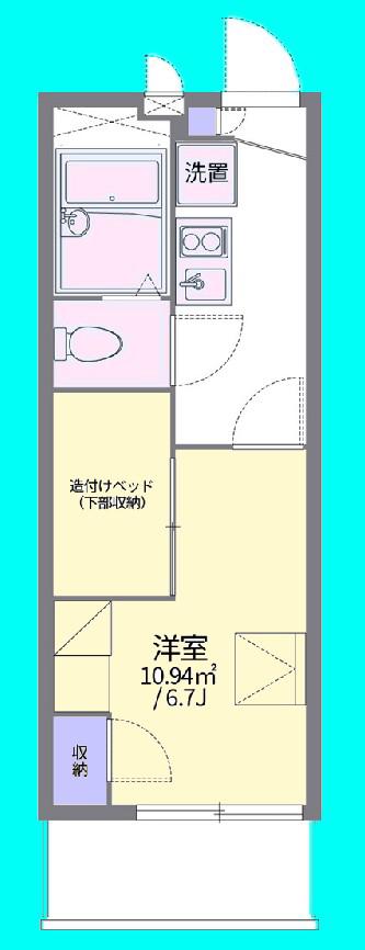 阪急京都線 洛西口駅 徒歩44分 3階建 築19年(1K/1階)の間取り写真