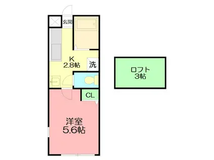 ラヴィータ湘南(1K/1階)の間取り写真