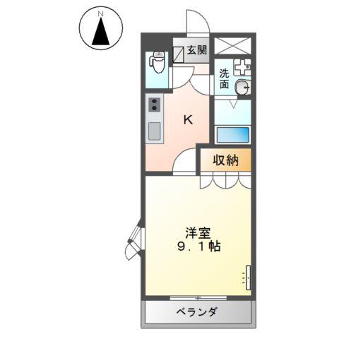 カーサ・Y(1K/2階)の間取り写真