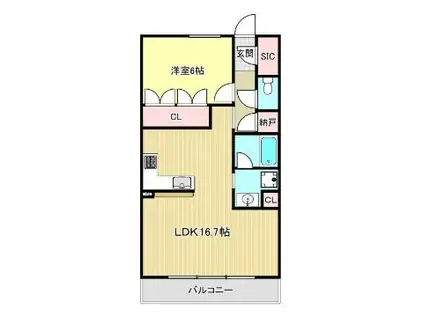 レ・ジェイド名古屋(1LDK/14階)の間取り写真