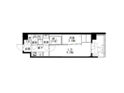 アルティザ姫路(1DK/15階)の間取り写真