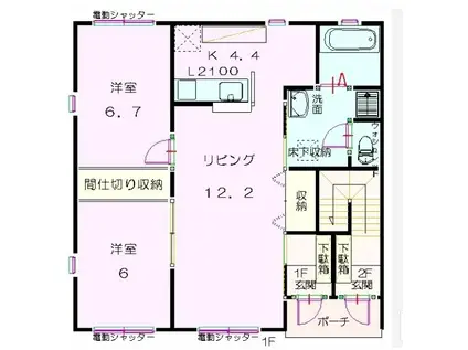 フィオーレ(2LDK/1階)の間取り写真