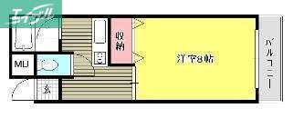 アクティブイン内山下(1K/2階)の間取り写真
