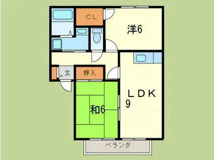 サンビレッジ出合(2LDK/2階)の間取り写真