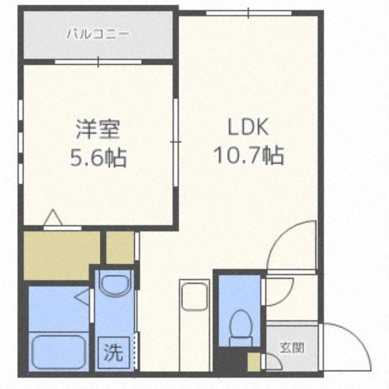 ノイエヴェルト南円山(1LDK/4階)の間取り写真