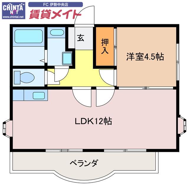 船江第2ロイヤルマンション(1LDK/1階)の間取り写真