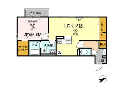 ベル・メゾンII(1LDK/2階)の間取り写真