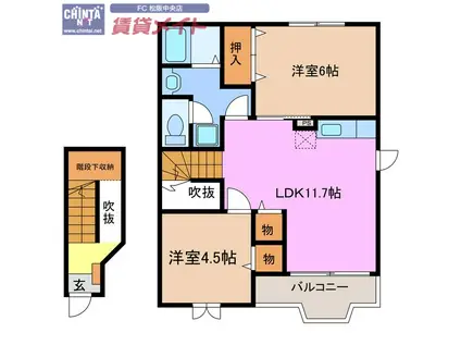 メゾンジュンの森 A棟(2LDK/2階)の間取り写真