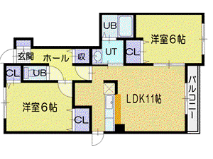 イルミオI(2LDK/1階)の間取り写真