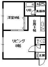 ラピスガーデン(1LDK/2階)の間取り写真