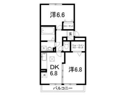 リビングタウン北川添(2DK/2階)の間取り写真