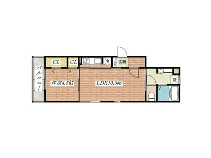 ブライトテラス(1LDK/3階)の間取り写真