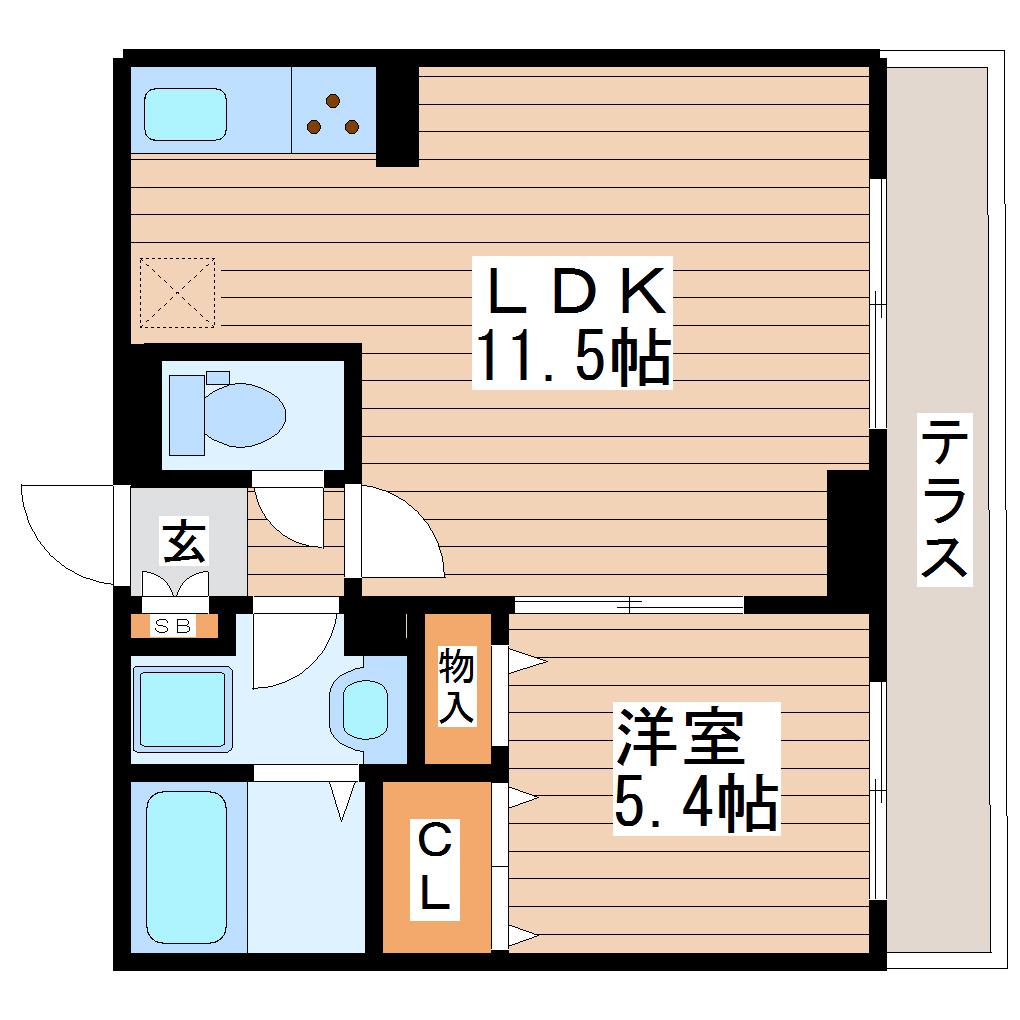 RAY ノース イースト(1LDK/1階)の間取り写真