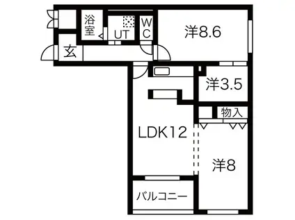 BOLSONS(1LDK/1階)の間取り写真