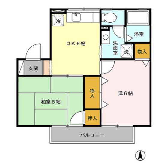 エミネンス四季A棟(2DK/2階)の間取り写真