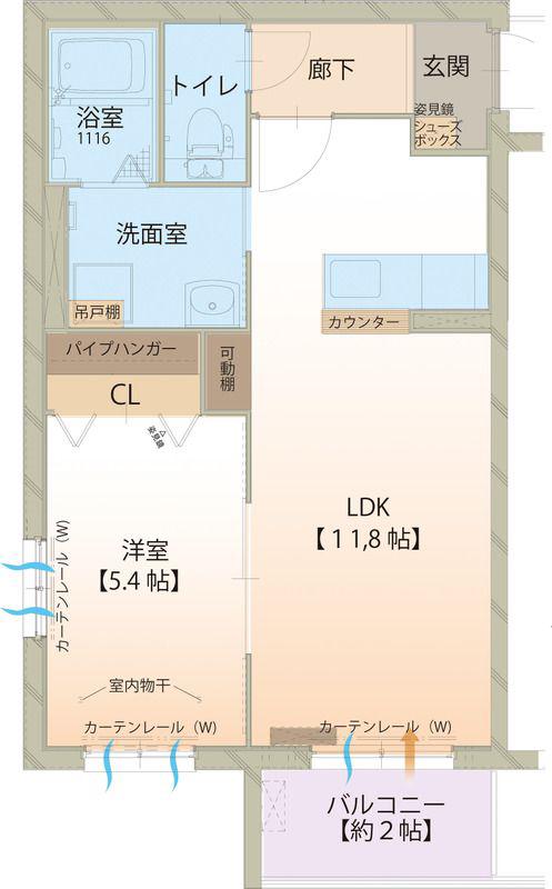 ハートフルブリーゼ(1LDK/2階)の間取り写真