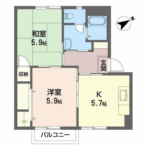 サンロード B(2K/2階)の間取り写真