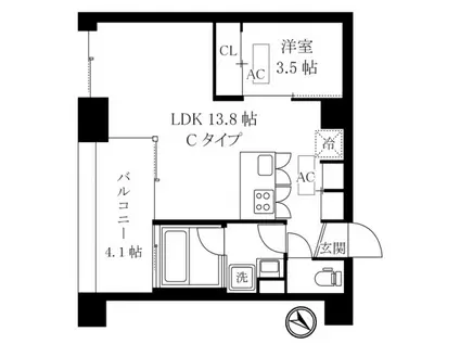 オレア日本橋浜町(1LDK/7階)の間取り写真