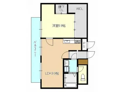 ノーブル平和大通(1LDK/9階)の間取り写真