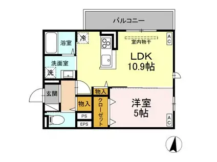トリシア東和田 E棟(1LDK/2階)の間取り写真