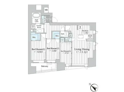 ザ・グランクラッセ日本橋イースト(3LDK/4階)の間取り写真