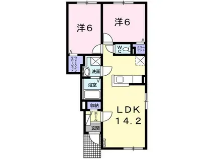 クレイトンヒルズ興津(2LDK/1階)の間取り写真