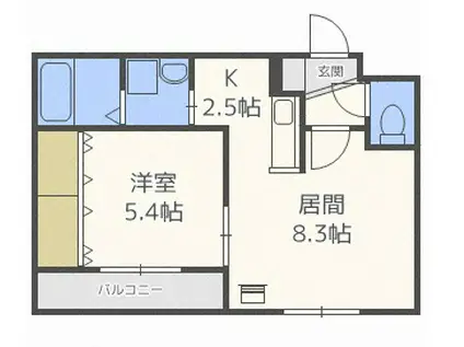 ピアーチェーレ(1LDK/4階)の間取り写真