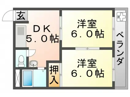 エリータ桃山台II(2DK/2階)の間取り写真
