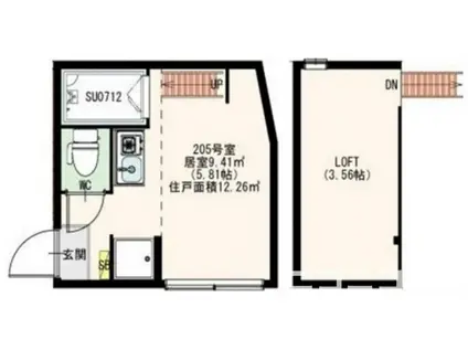 ひかりコーポEX(ワンルーム/2階)の間取り写真