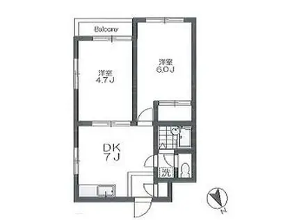 ウィステリア久が原(2LDK/3階)の間取り写真