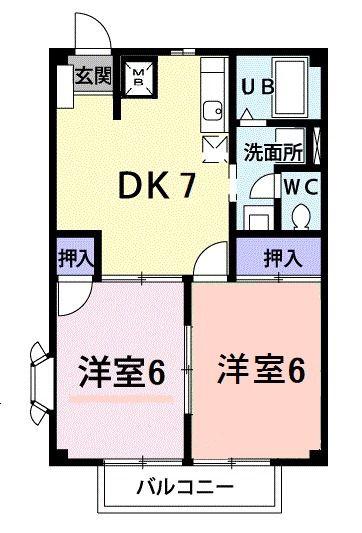 福寿ハイム幸(2DK/2階)の間取り写真