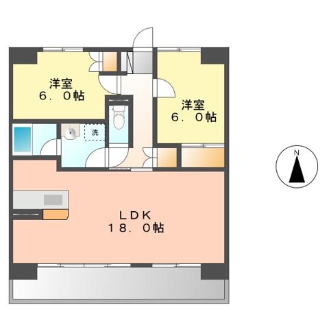 コンフォート上小田井(2LDK/11階)の間取り写真