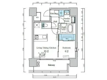 デュオフラッツ仙台木町通リネア(1LDK/8階)の間取り写真