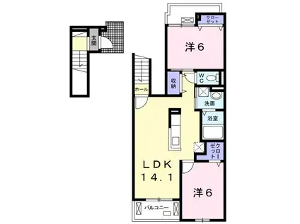 ランド フォレストI(2LDK/2階)の間取り写真