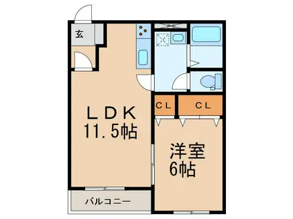 真岡鉄道 真岡駅 徒歩52分 3階建 築19年(1LDK/3階)の間取り写真