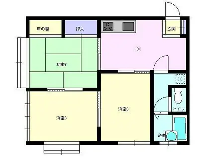 サンハイツ外旭川(2DK/1階)の間取り写真
