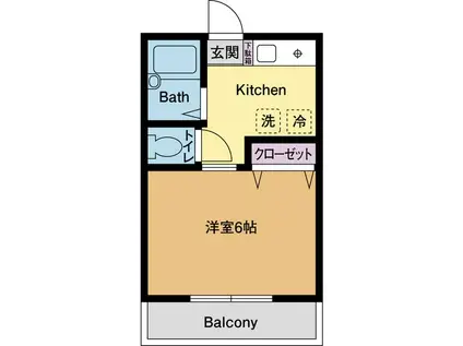 リバーフィールド東海大学前(1K/1階)の間取り写真