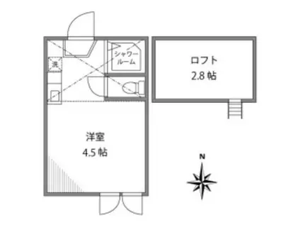 フェリスクラウン(ワンルーム/2階)の間取り写真