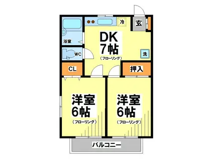 サングリーンB棟(2DK/2階)の間取り写真