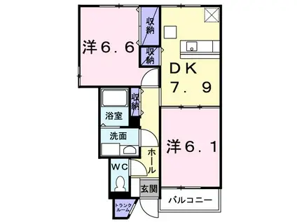 ソレイユみつい(2DK/1階)の間取り写真