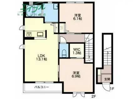 サミット E棟(1LDK/2階)の間取り写真