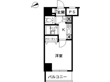 スカイコートヴィーダ五反田ウエスト(1K/12階)の間取り写真