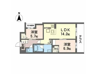 シャーメゾン ウィステリア(2LDK/1階)の間取り写真