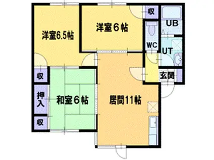 エスペランサII(3LDK/1階)の間取り写真