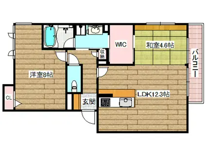 ヴィラソレーユ古曽部町B棟(2LDK/3階)の間取り写真