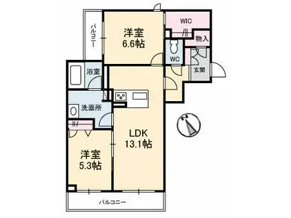 シャーメゾンステージ祇園(2LDK/2階)の間取り写真