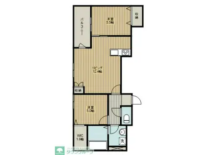 カルミネ仙波(2LDK/3階)の間取り写真