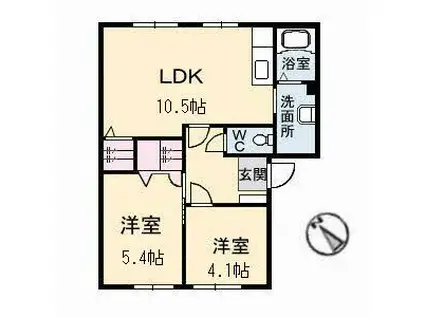 アーバンパレス(2LDK/1階)の間取り写真