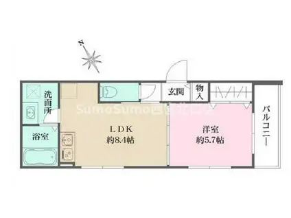 シェリル上鳴尾(1LDK/1階)の間取り写真